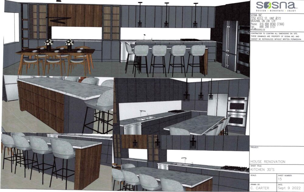 3d Renovation drawings proposed Kitchen