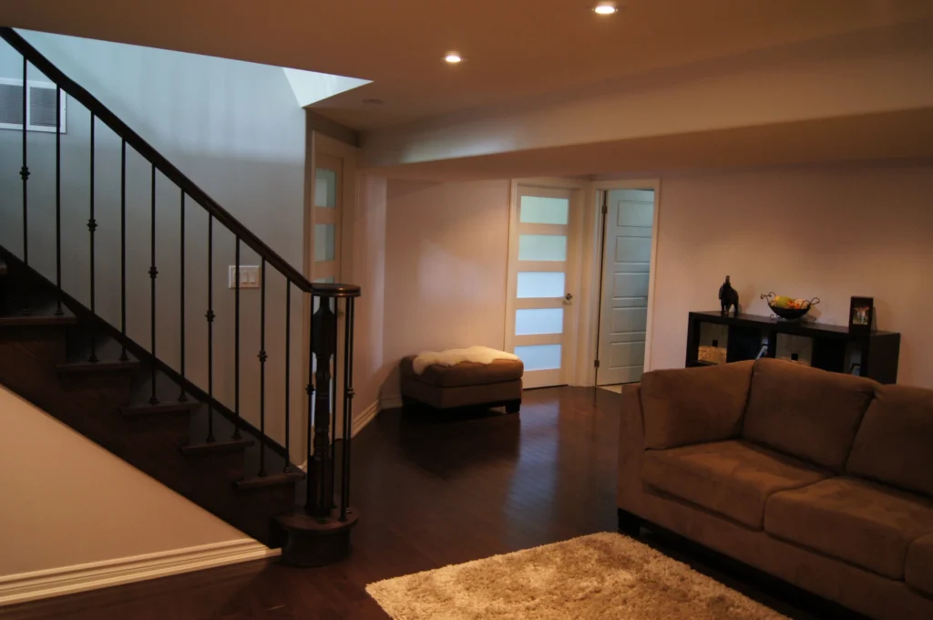 Basement Renovation GTA Hardwood In Basement With Refinished Stair