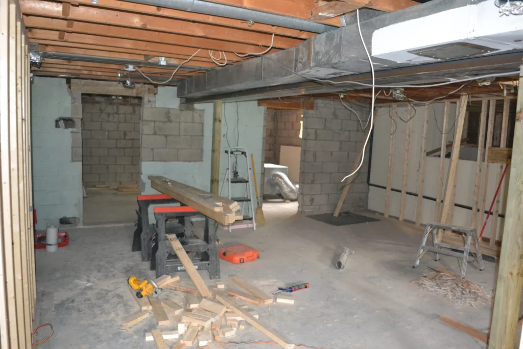 Basement Renovation Under Construction Full Gut Bare Bones Renovation Clean Renovation Site GTA