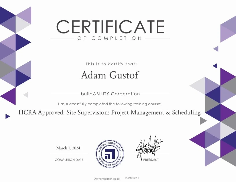 Buildability Site Supervision Project Management Certification Adam