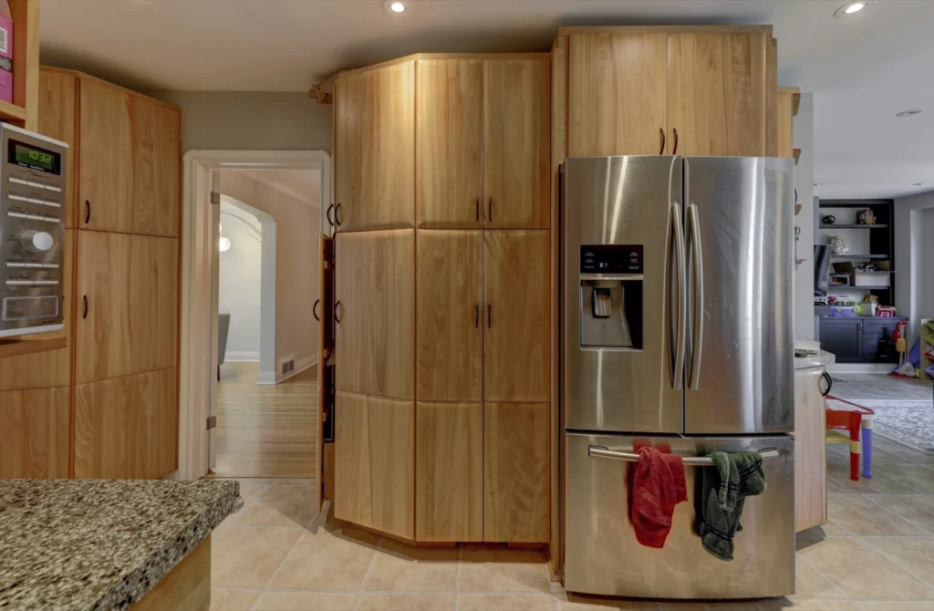 Dated Kitchen Renovation Curved Cabinet Doors Natural Wood Look Unique Door Trim