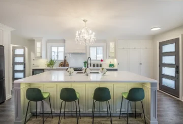 Kitchen Remodeling Scarborough: White Kitchen with Green Accents - Luxury Kitchen Renovation