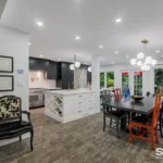 Open Concept Functional Kitchen Renovation Gray And White Cabinets With Island