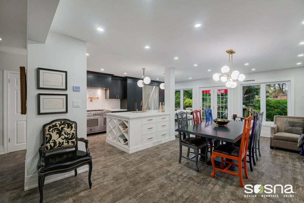 Open Concept Functional Kitchen Renovation Gray And White Cabinets With Island