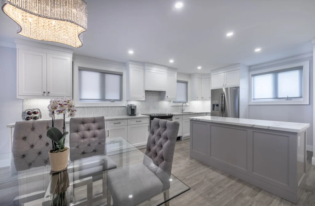 Toronto Kitchen Renovations MDF Cabinet Doors Double Shaker Grey And White Kitchen