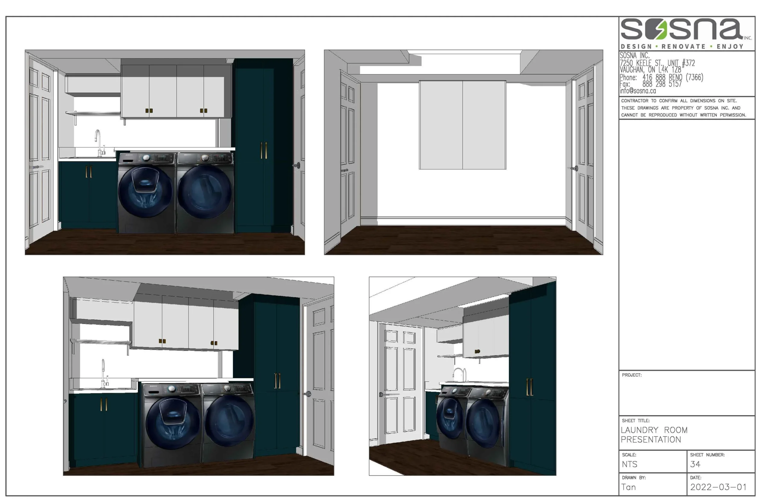 Kitchen Bathroom Basement and Laundry Room Renovation in Toronto Drawings 10