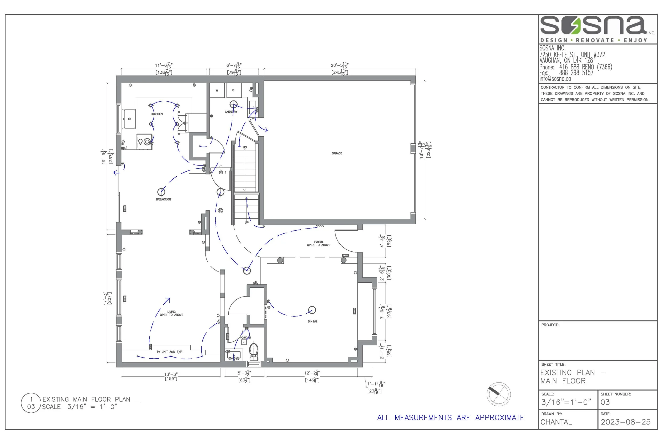 Main Floor And Bedroom Home Renovation In Mississauga Drawings 1