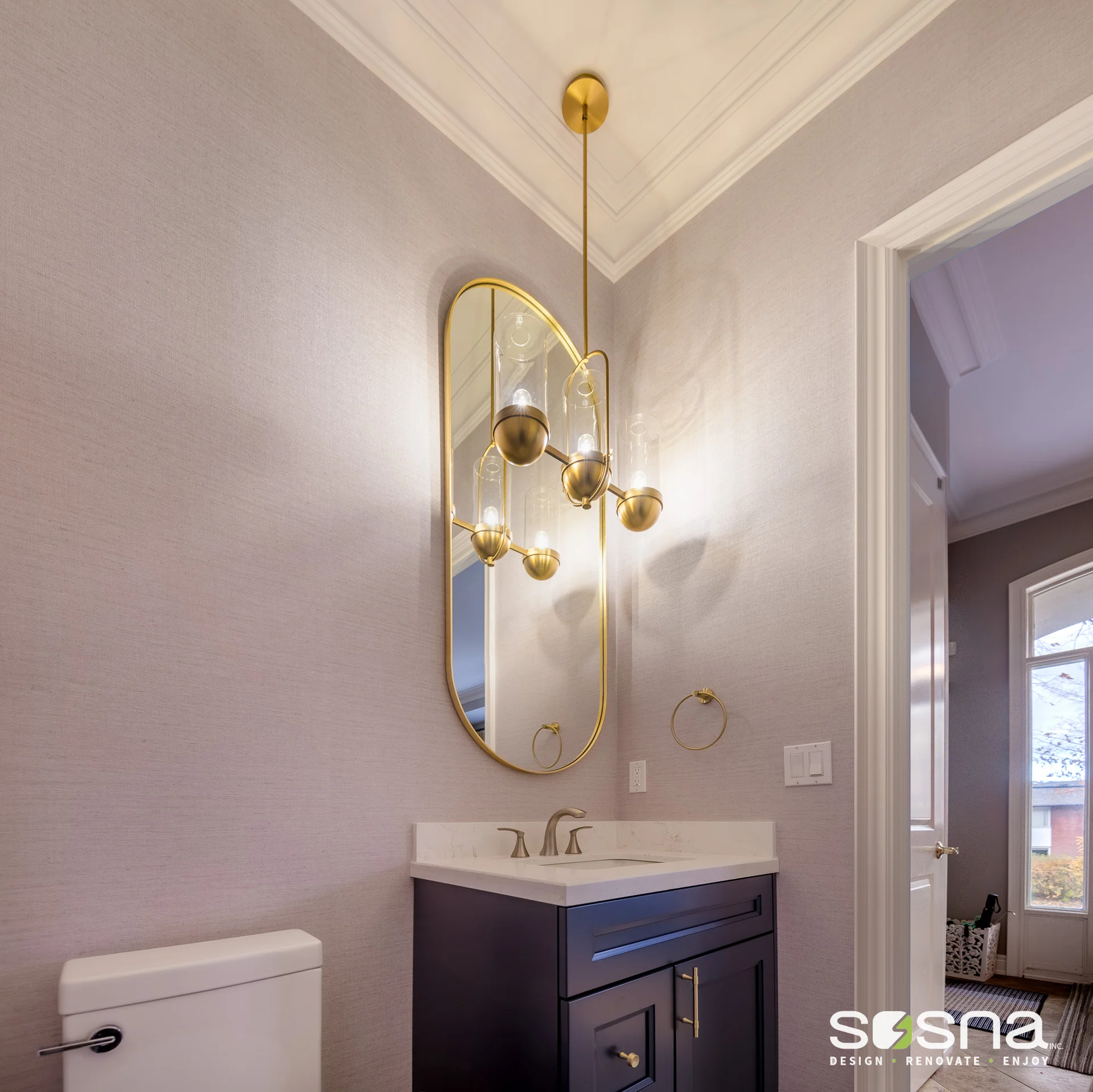 Luxury Powder Room Light Fixture After Renovation North York