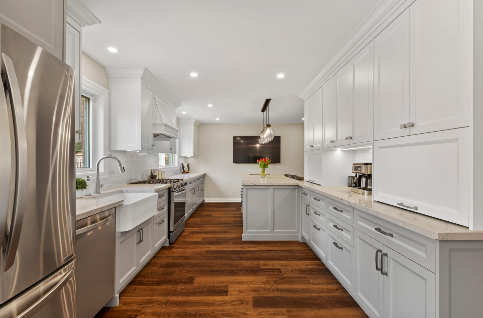 Bright Open Kitchen Remodel White cabinetry