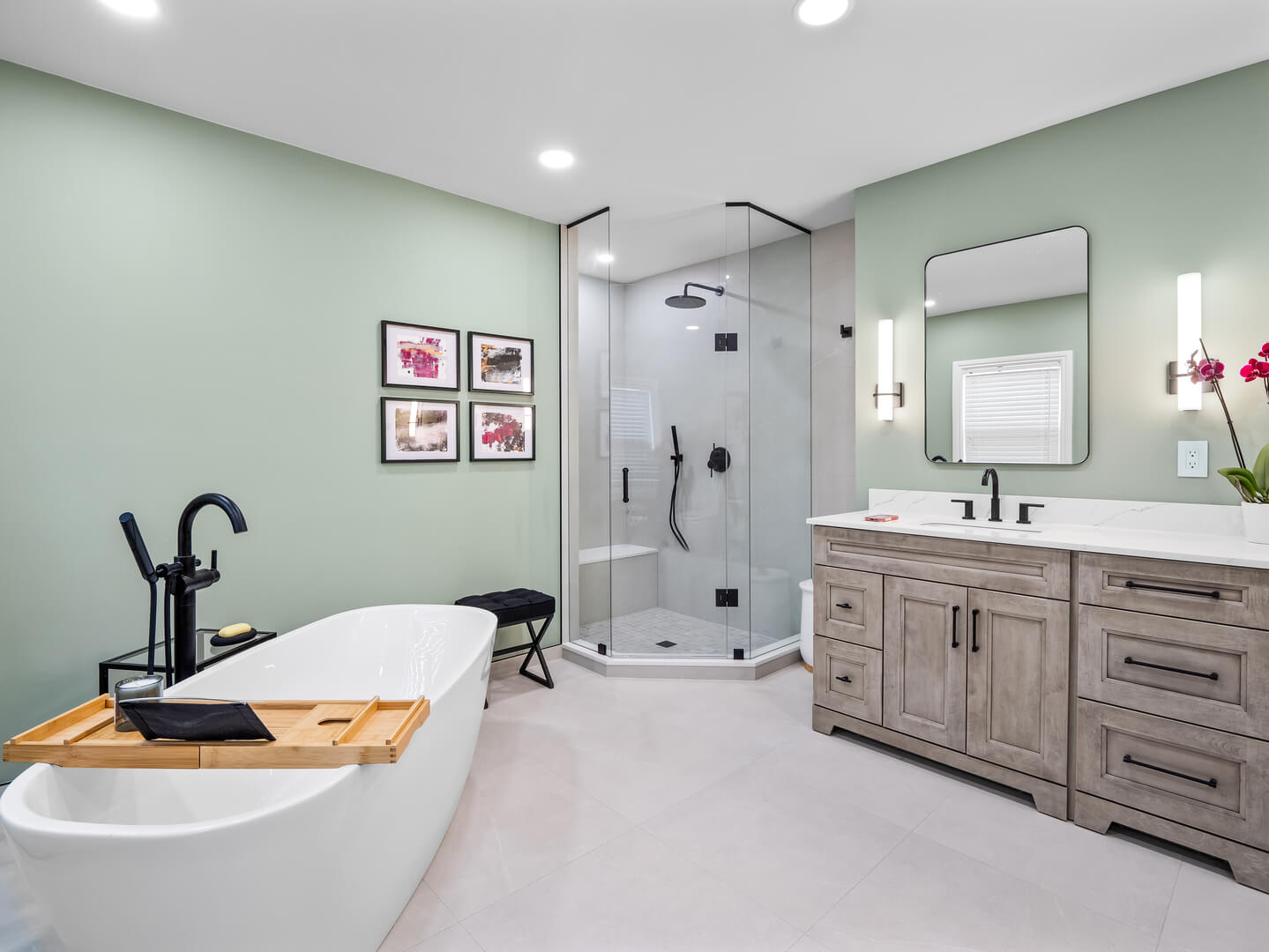 Updated Shower and Freestanding Bathtub Primary Ensuite Renovation